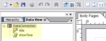 Data Connection in Data View Palette