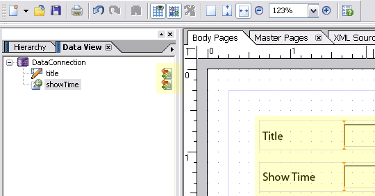 Fields Bound to Data Nodes