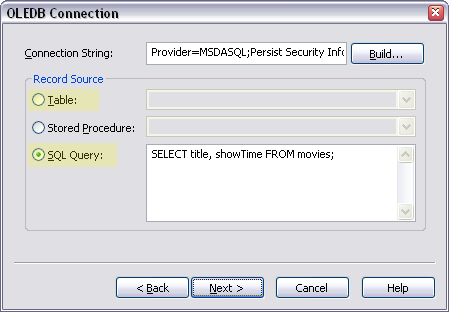 Table Or SQL Query