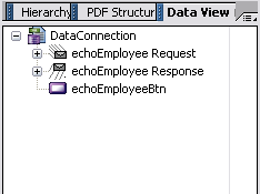 The new data connection in the Data View palette.